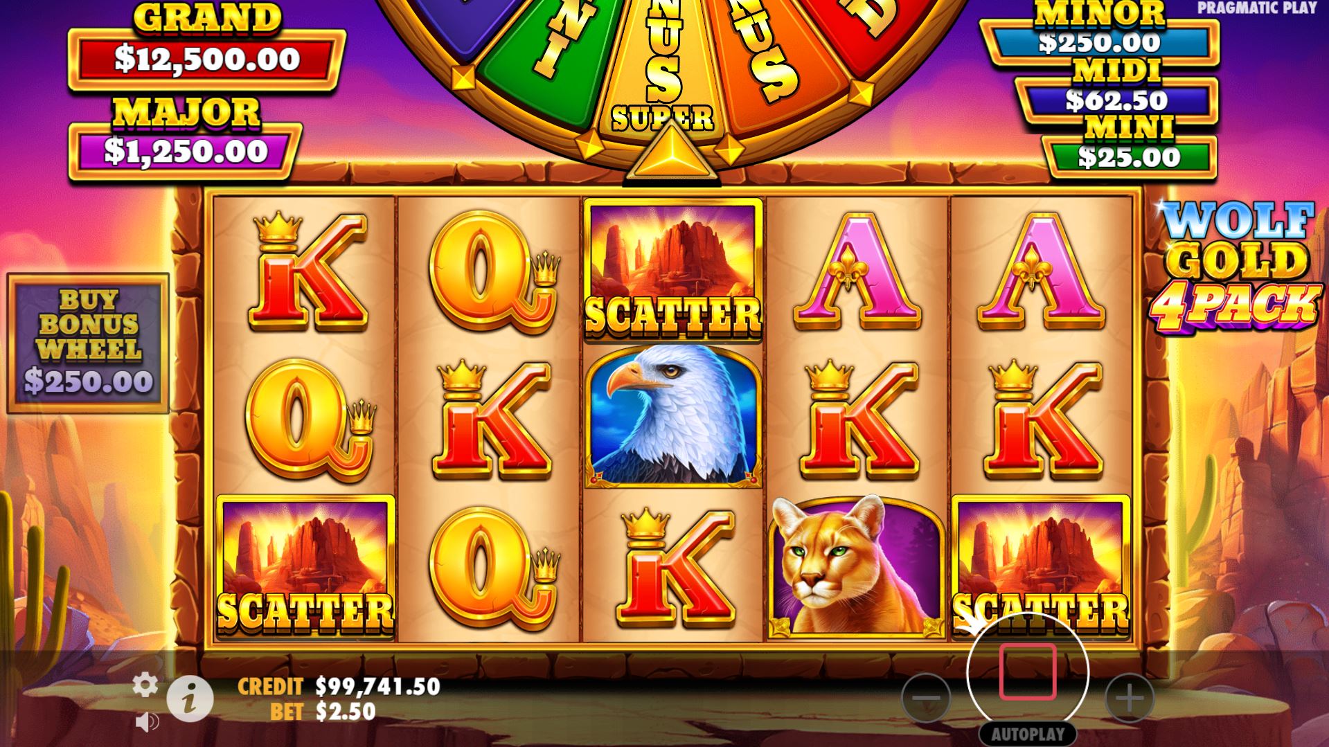 Wolf Gold 4 Pack Bonus Wheel Feature